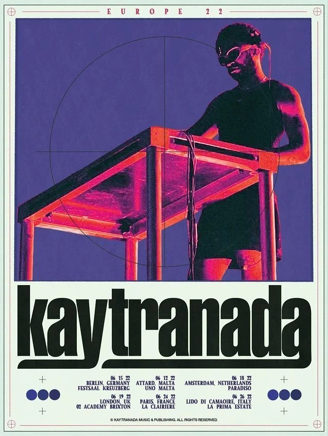 Events & Nightlife creative ad: Duotone photo of a DJ at a metal table