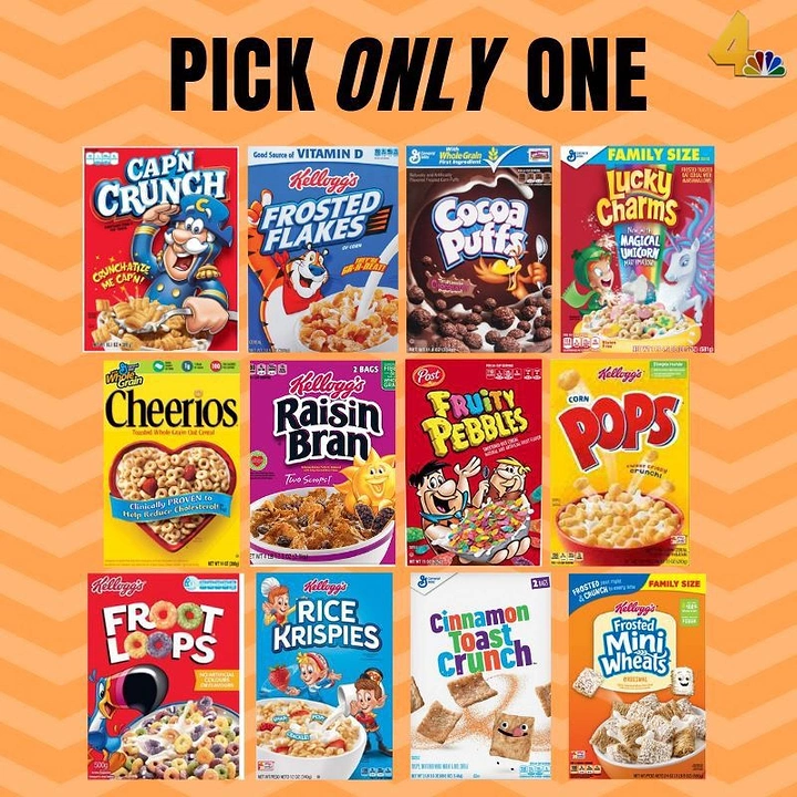 Breakfast Cereals & Oats creative ad: Choice-driven cereal lineup concept