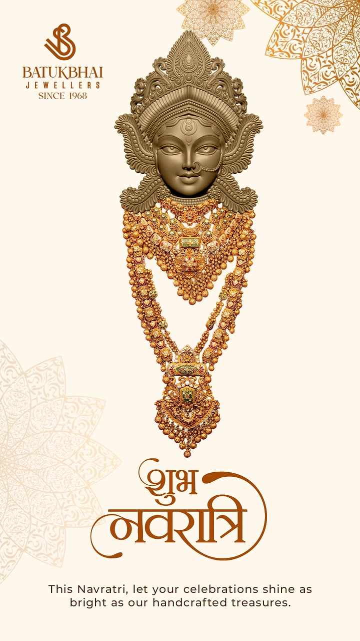 Navratri creative ad: Necklace forms Durga's body, product as deity