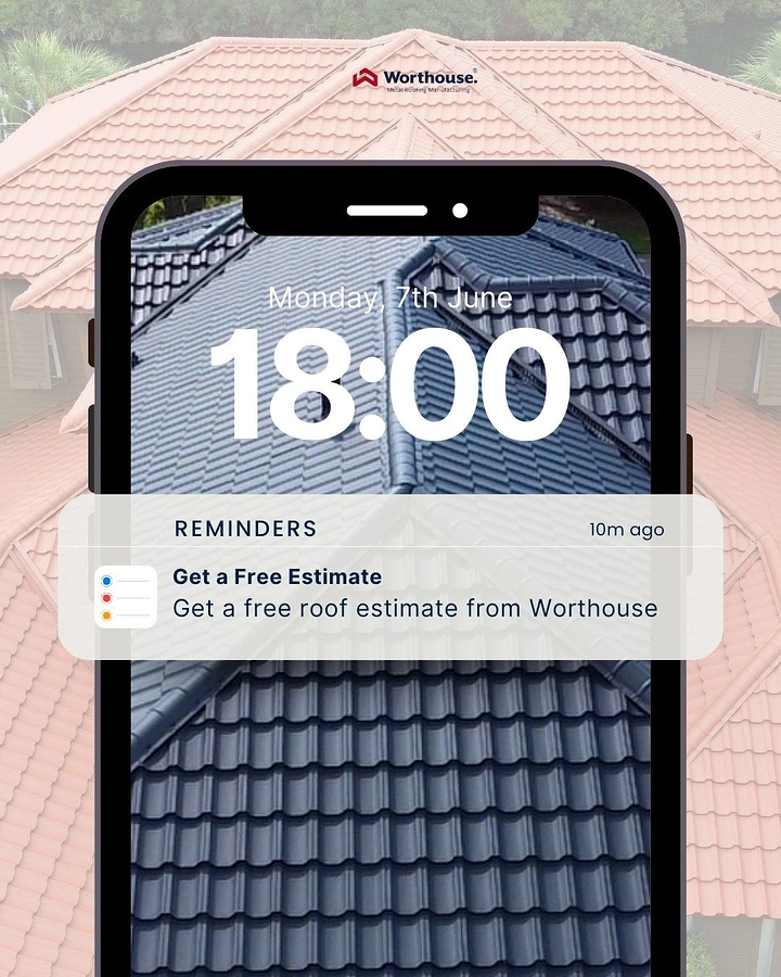 Roofing creative ad: Phone lock-screen reminder for free estimate