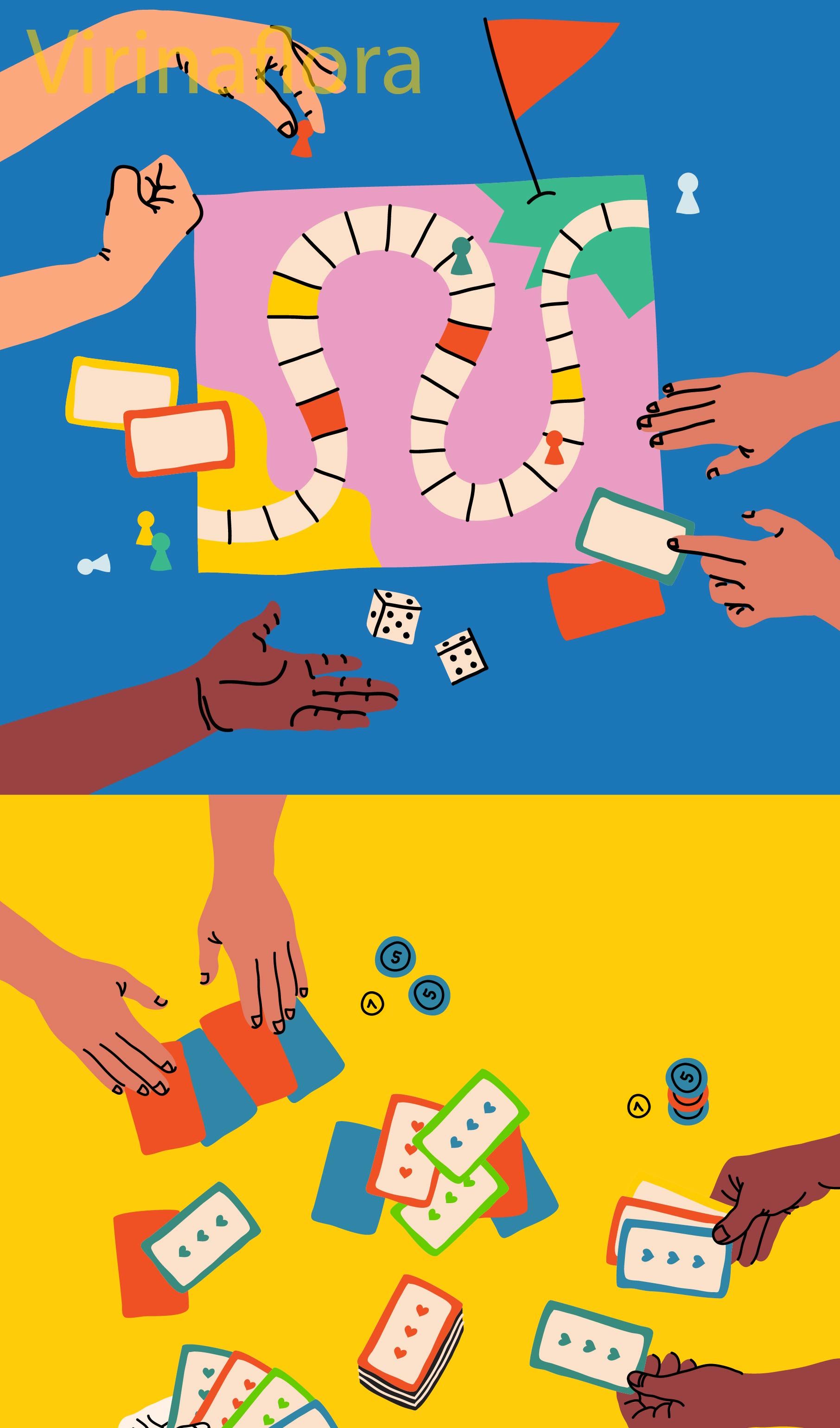 Story: Playful hands-and-path board-game composition