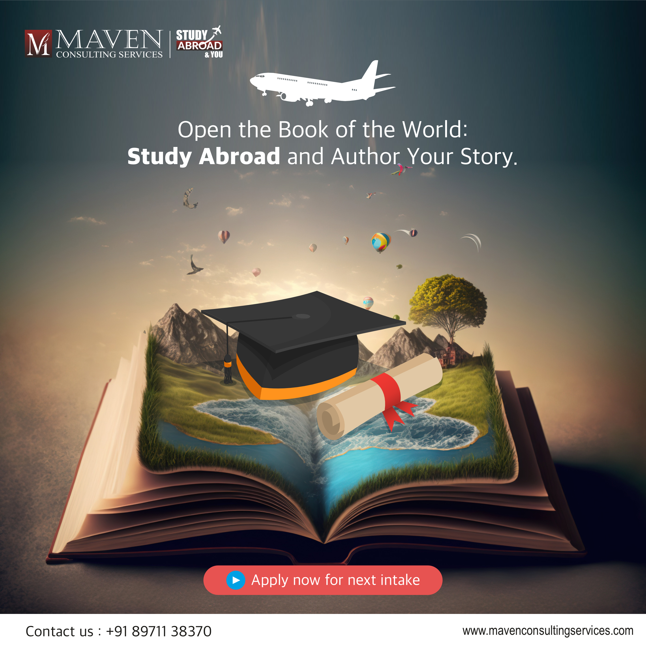Instagram post: Open-book world travel metaphor