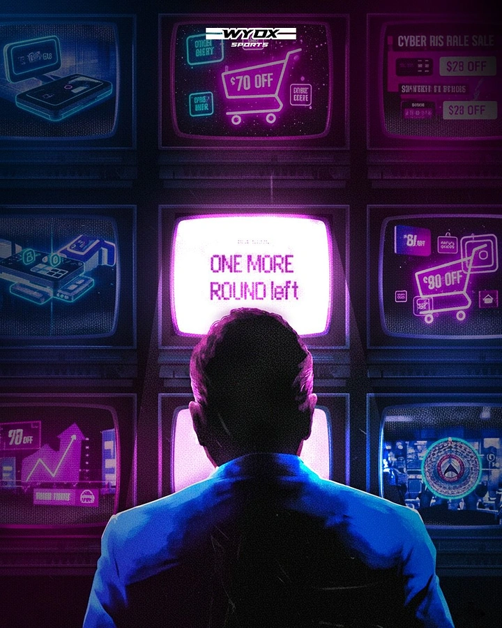 Gaming & Esports creative ad: Sale screens wall, 'one more round' pun