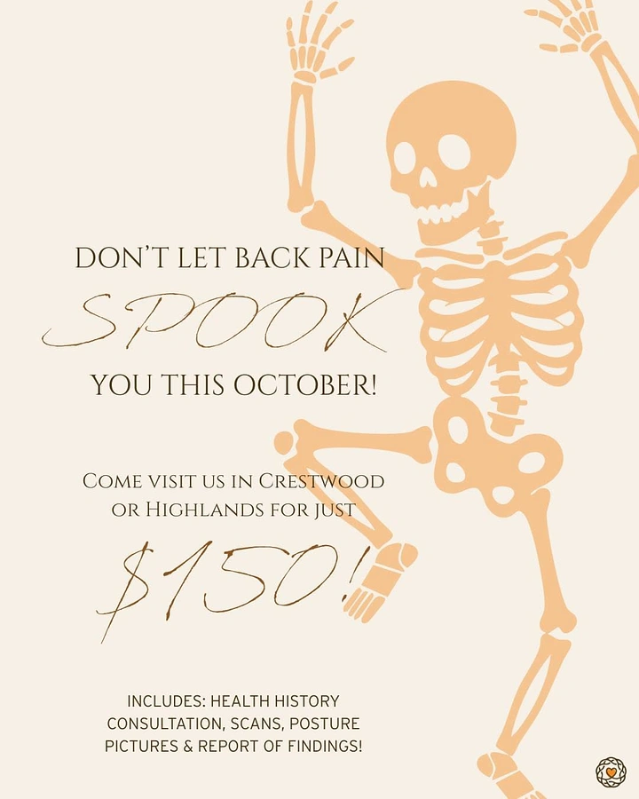 Chiropractors creative ad: Skeleton visualizes seasonal back-pain warning