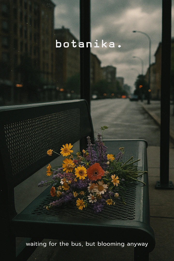 Florists creative ad: Bus-bench bouquet, witty 'blooming anyway' copy
