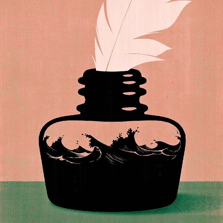 Pens & Writing Instruments creative ad: Ink bottle becomes expressive illustrated figure