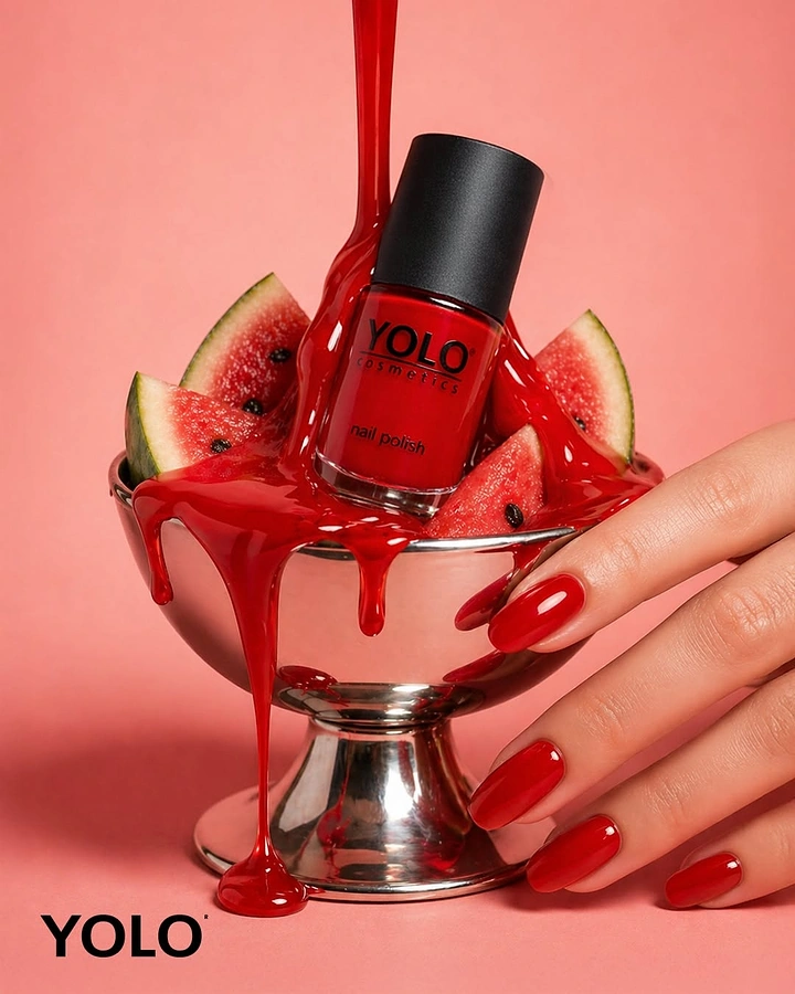 Nail Salons creative ad: Nail polish as dripping watermelon sundae