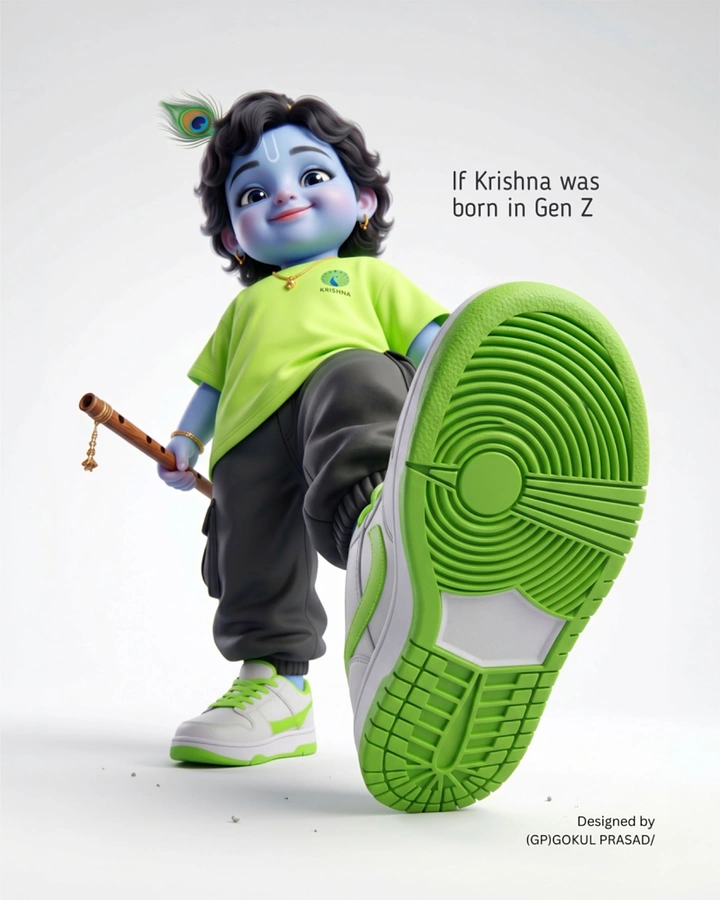 Janmashtami creative ad: Gen Z Krishna in sneakers, witty idea