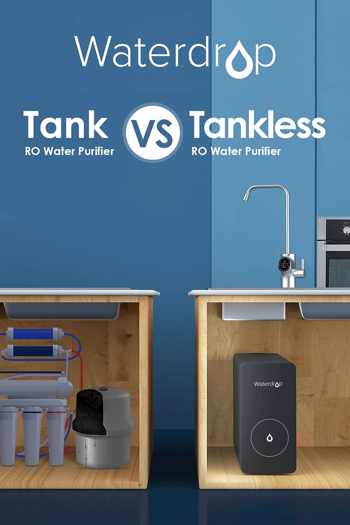 Water Purifiers creative ad: Tank versus tankless purifier comparison