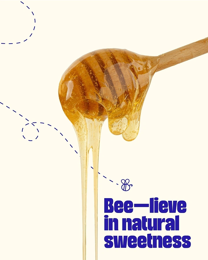 Honey Brands creative ad: Bee-lieve pun paired with honey dipper