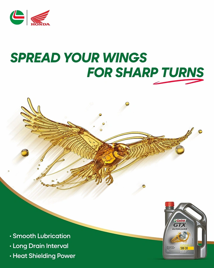 Engine Oil & Lubricants creative ad: Oil splash forms a soaring bird
