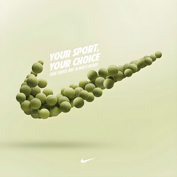 Instagram post: Tennis balls clustered into a brand swoosh shape