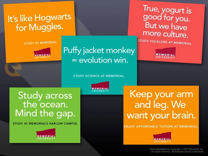 Universities & Colleges creative ad: Playful subject-specific memory campaign metaphors