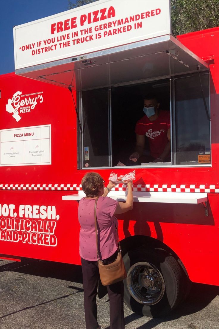 Story: Witty gerrymandered free pizza truck copy