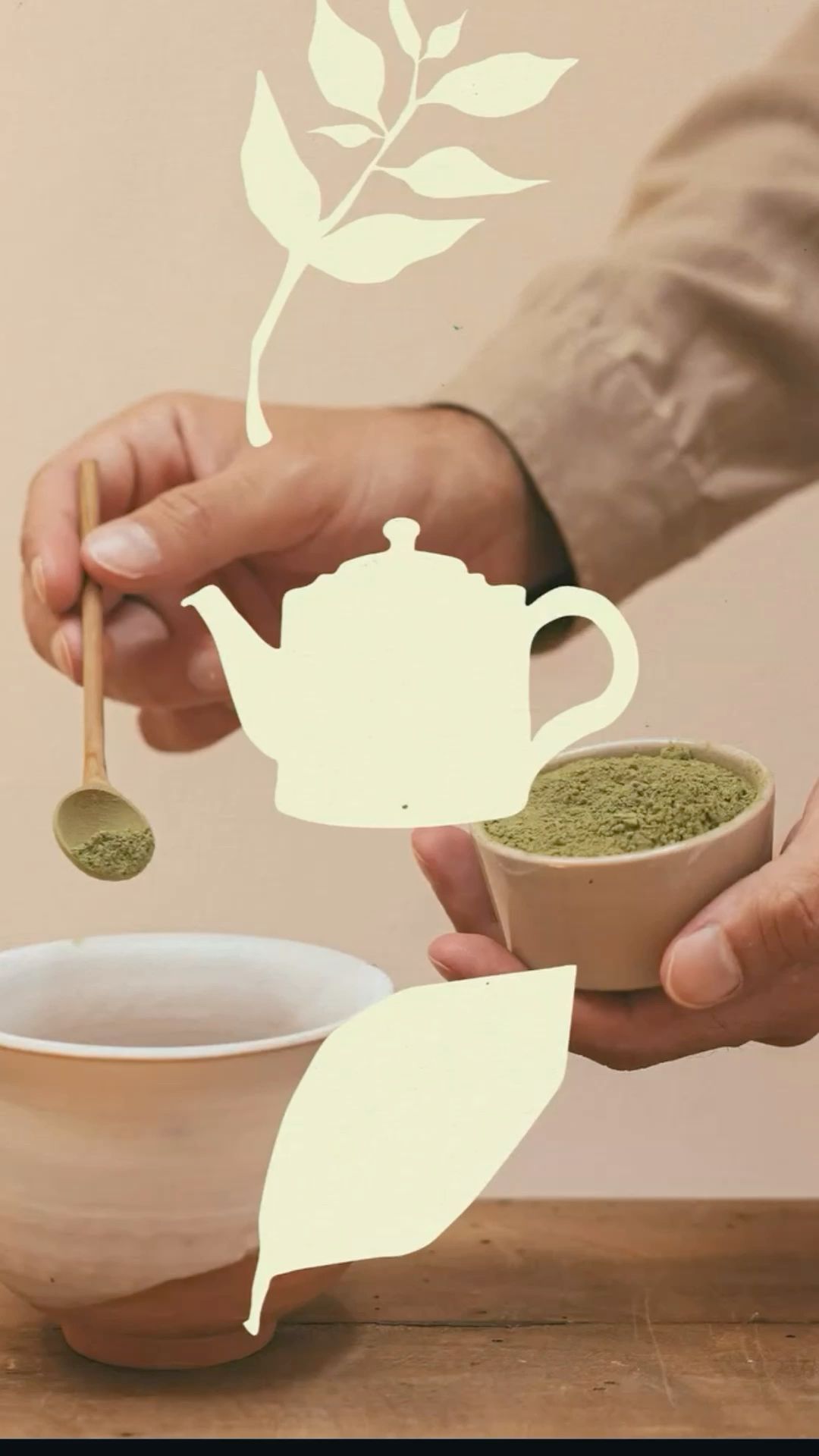 Story: Cream cutout teapot silhouettes over photo