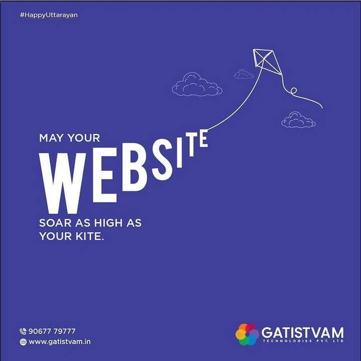 Makar Sankranti creative ad: Word 'website' rising like a kite string