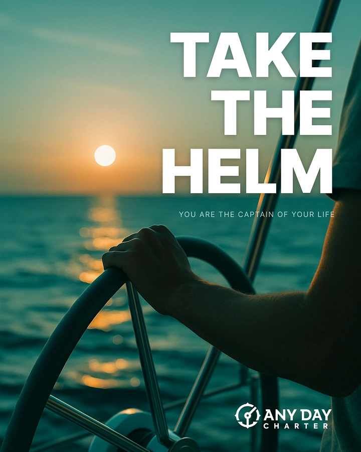 Cruises & Cruise Lines creative ad: Helm metaphor reinforces strong headline