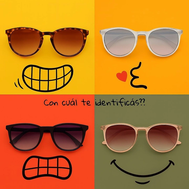 Opticians & Eye Care creative ad: Sunglasses become doodled emoji faces