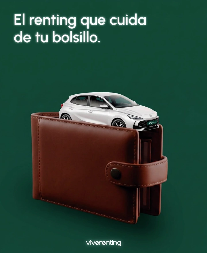 Car Rental creative ad: Car parked in wallet: renting saves money