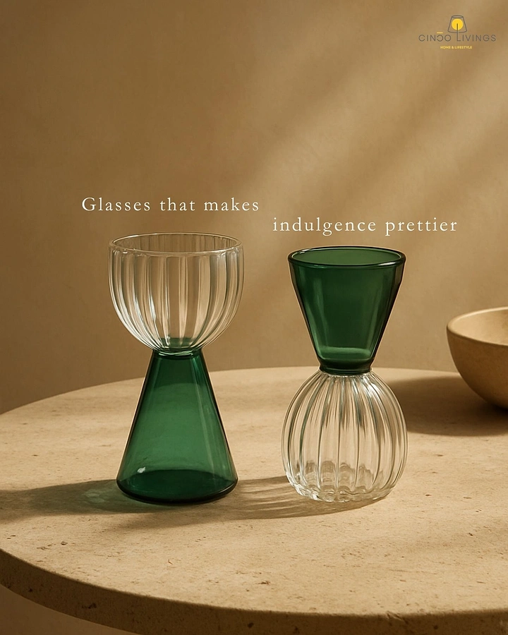 Tumblers, Flasks & Drinkware creative ad: Sculptural glasses elevate indulgence