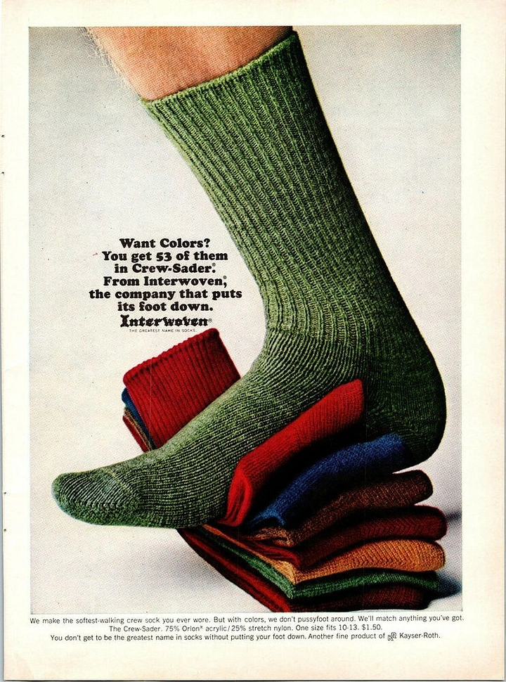 Socks Brands creative ad: Vintage ad makes socks into sculptural stack