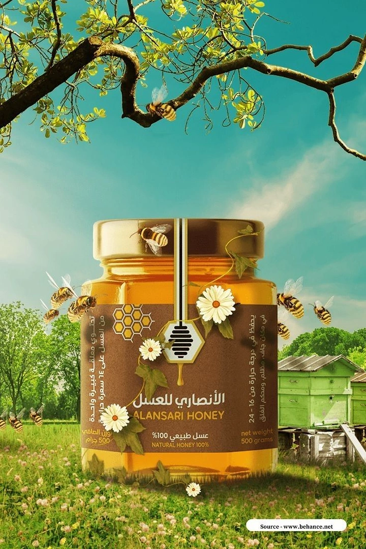 Honey Brands creative ad: Beehive-shaped honey packaging