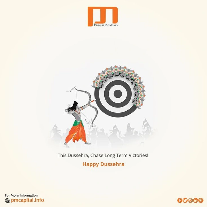 Dussehra creative ad: Rama aiming an arrow at a bullseye ringed by Ravana's ten heads
