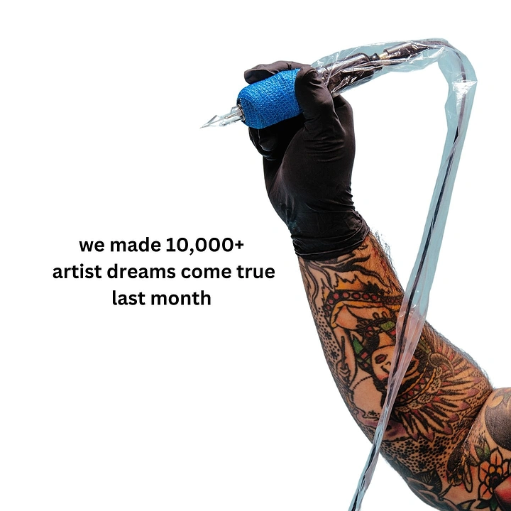 Tattoo Studios creative ad: Tattoo machine arm with witty dreams copy