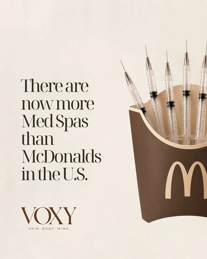 Skincare & Cosmetics creative ad: Syringes standing in a brown fast-food fries carton