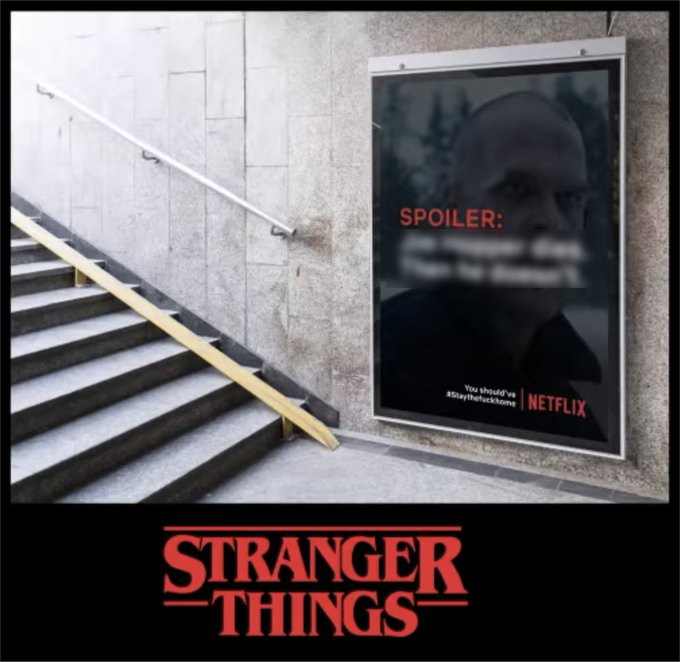 Instagram post: Spoiler warning becomes Stranger Things barricade