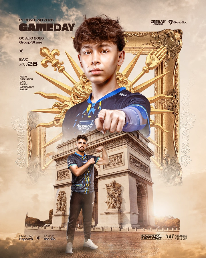 Gaming & Esports creative ad: Player framed gilded, Paris monument surreal