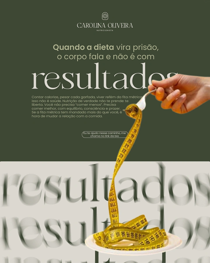 Wellness & Ayurveda creative ad: Hand twirling a yellow measuring tape on a fork like pasta onto a plate
