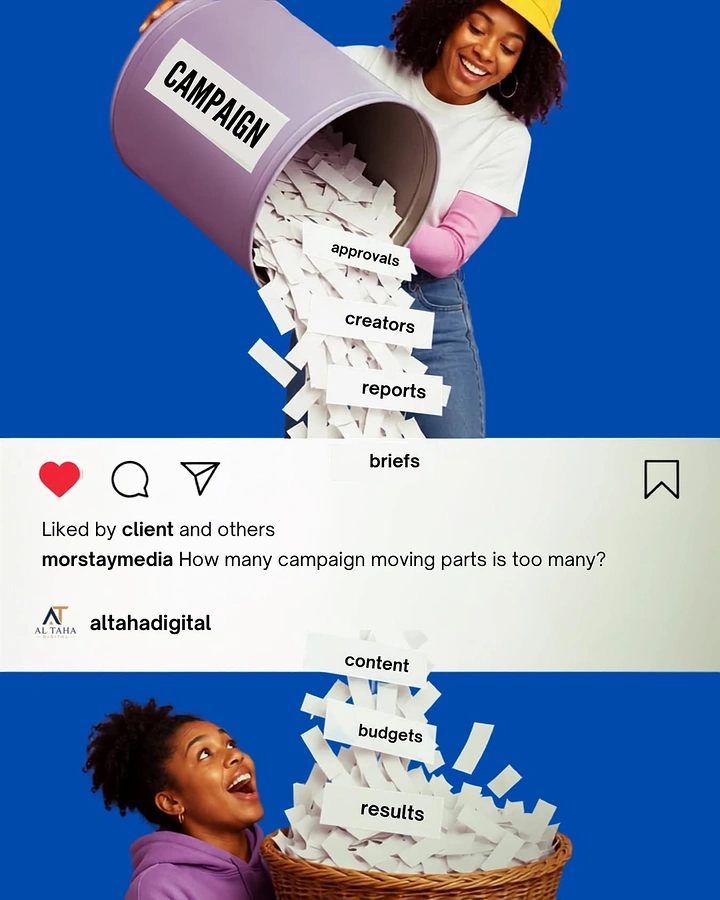 Agency creative ad: Campaign parts pour through Instagram post frame