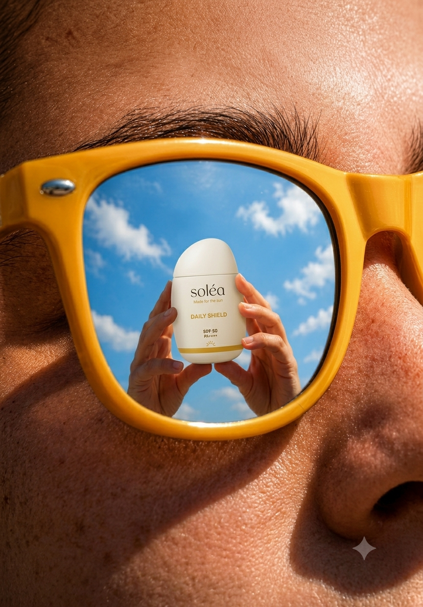 Story: Sunglasses reflection reveals the product