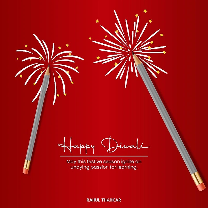 Diwali creative ad: Two pencils as sparklers bursting into fireworks