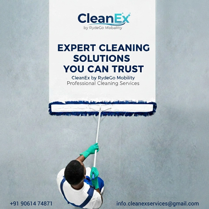 Cleaning Services creative ad: Mop used like paint roller revealing headline