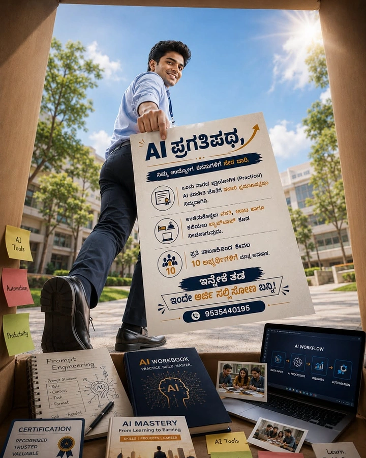 Universities & Colleges creative ad: Student carries oversized AI offer