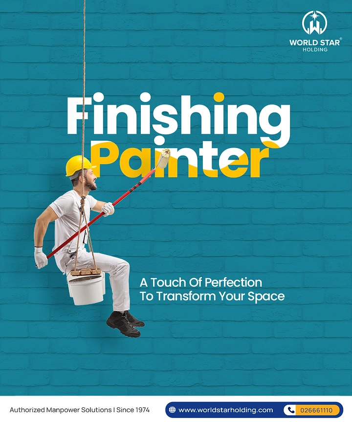 House Painters creative ad: Suspended painter painting the headline itself