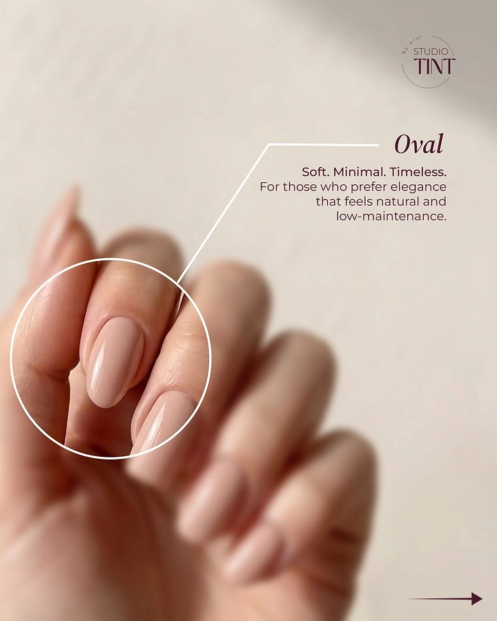 Nail Salons creative ad: Callout circle diagram explaining oval shape