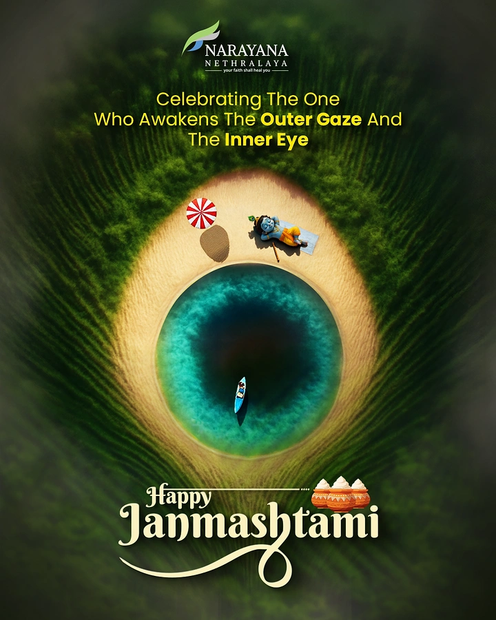Janmashtami creative ad: Peacock feather becomes an eye, hospital tie-in