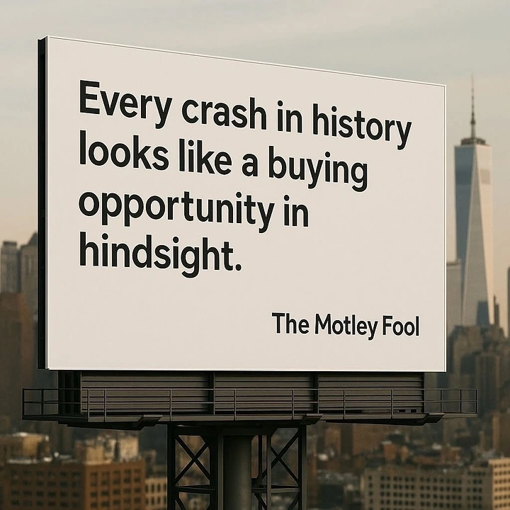 Stock Brokers & Investing creative ad: Hindsight crash copy on billboard