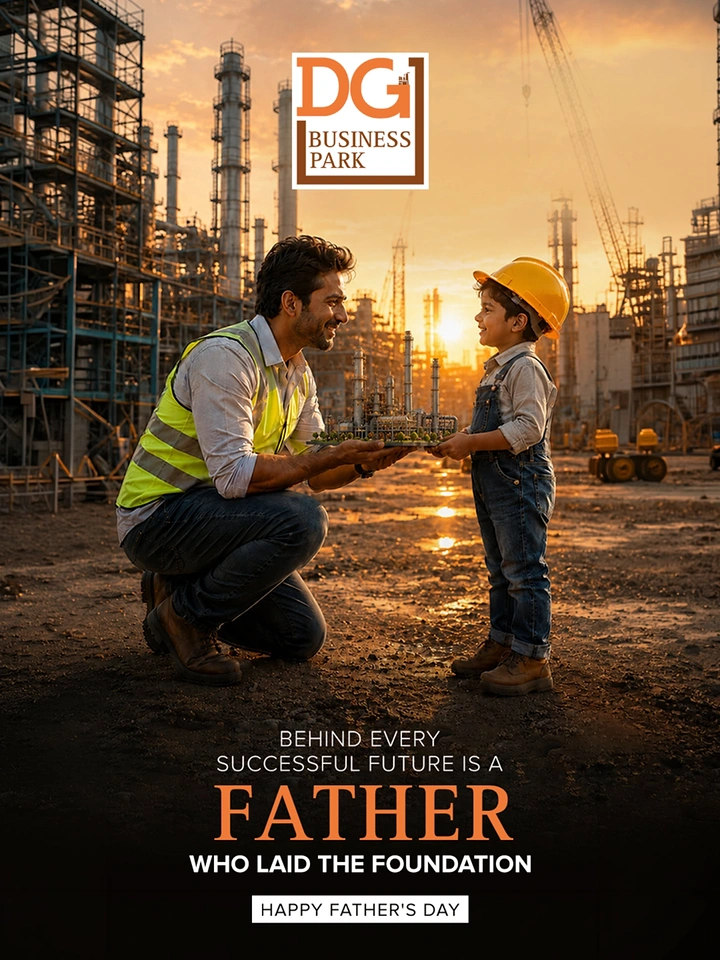 Father's Day creative ad: Father laid the foundation; kid in hard hat
