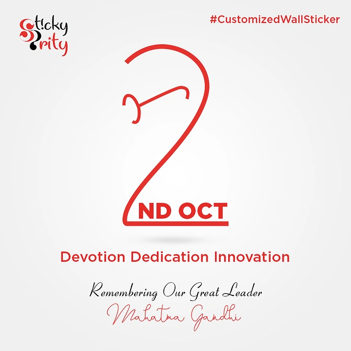 Gandhi Jayanti creative ad: Numeral 2 shaped into Gandhi's head profile with spectacles