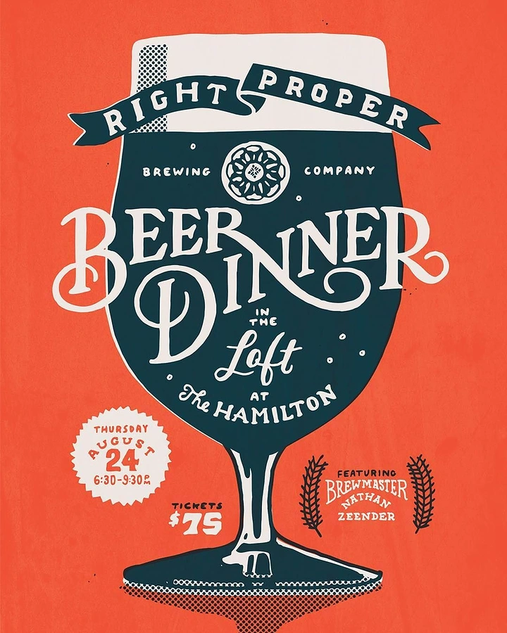 Creative ad: Illustrated tulip beer glass filled with hand-lettering