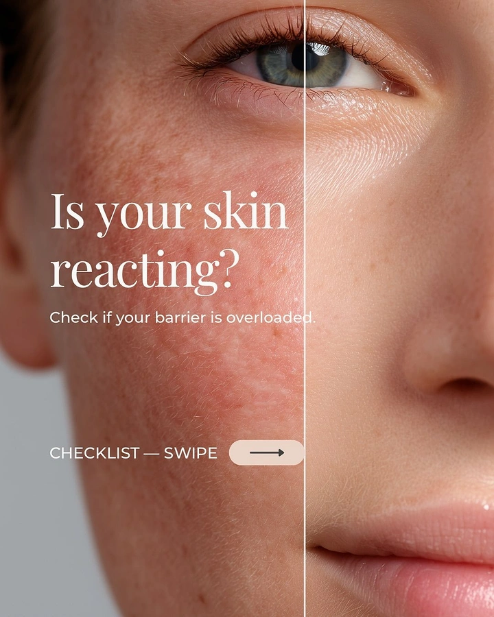 Skin & Cosmetic Clinics creative ad: Split face irritated vs calm skin