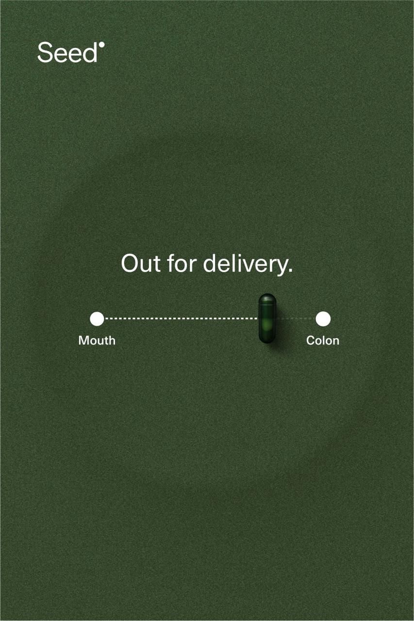 Green capsule on a delivery-tracking progress line