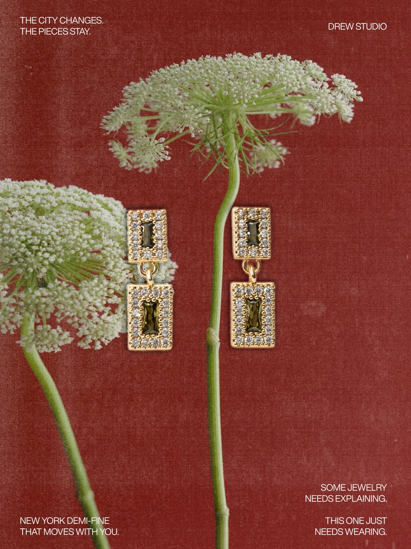 Instagram post: Gold dragonfly stud earrings resting on a pink lily, slide 2