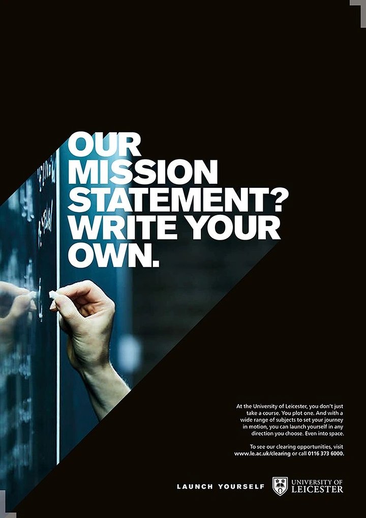 Universities & Colleges creative ad: Mission statement becomes literal writable poster