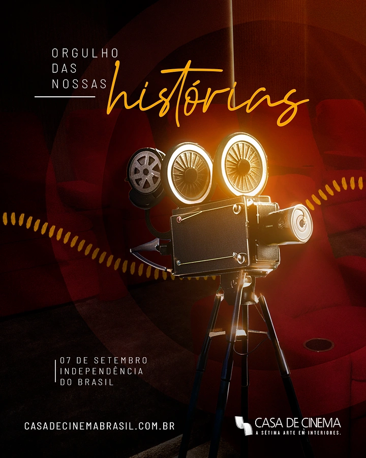 Cinemas & Movie Theatres creative ad: Projector reels echo Brazil independence