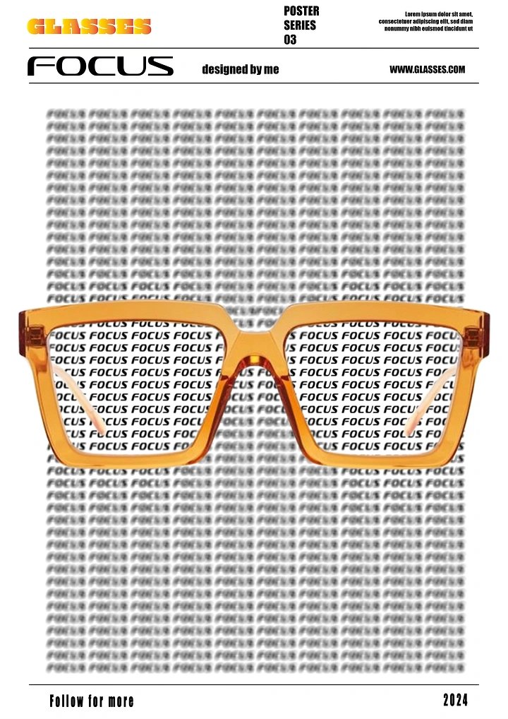 Opticians & Eye Care creative ad: Frames magnify 'FOCUS' text wall